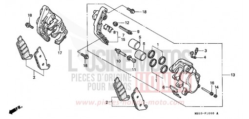 FRONT BRAKE CALIPER GL1500CW de 1998